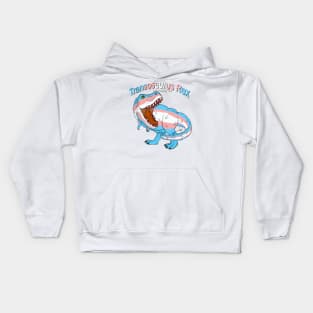 Transosaurus Rex (text) (feathered) - Transgender Pride Kids Hoodie